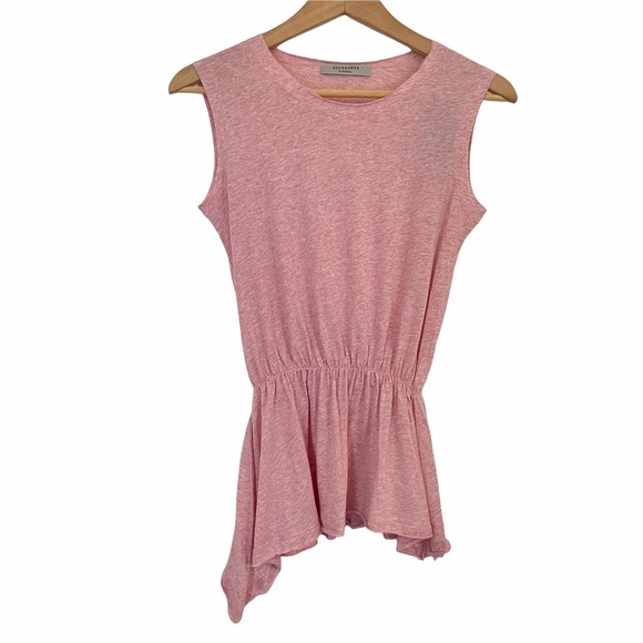 ALLSAINTS Pink Marl Waisty Feminine Romany Sleeveless Top Size XS New - Picture 3 of 15
